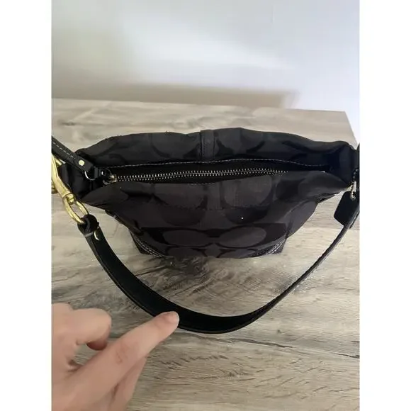 Coach Black Monogram Mini Carly Tote Bag Leather Brass y2k Vintage Signature - Picture 11 of 13